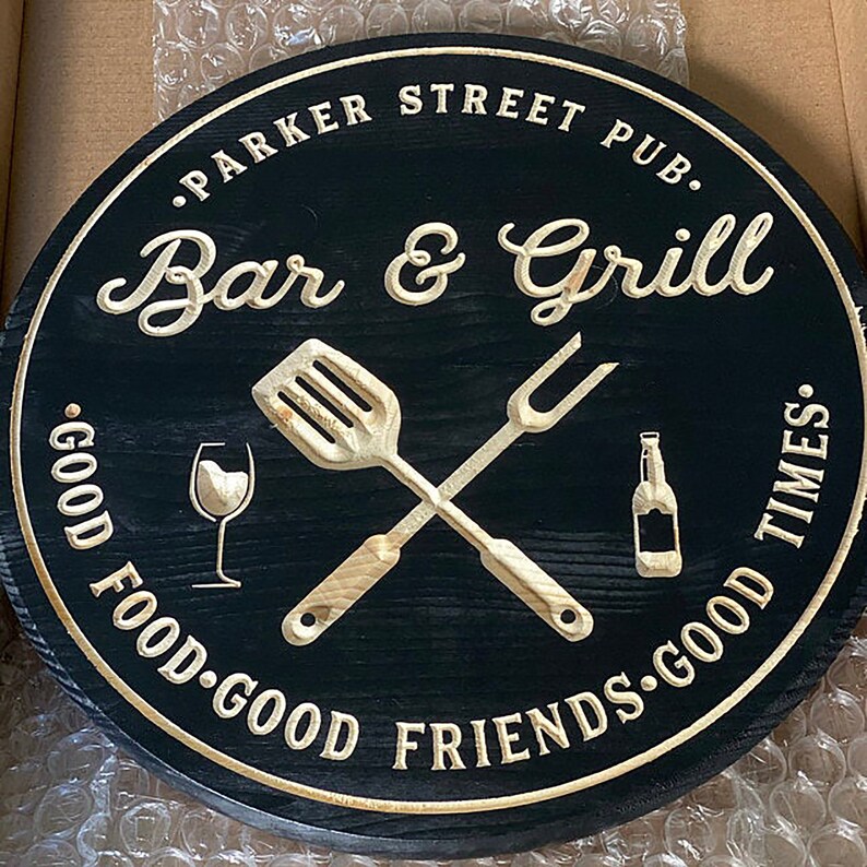 Bar & Grill Sign Bar Signs BBQ Signs Personalized Bar Sign Etsy
