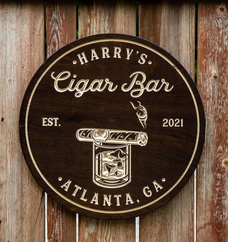 Cigar Bar Sign Bar Signs Cigar Lounge Personalized Signs Etsy