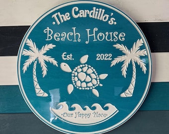 Personalized Tiki Bar Sign: Weatherproof PVC Sea Turtle Decor