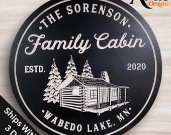 Lodge Personalized Sign, Cabin Sign, Carved Sign, Family Signs, Custom Round Signs, Personalized Signs, Lodge Decor,,  Gift