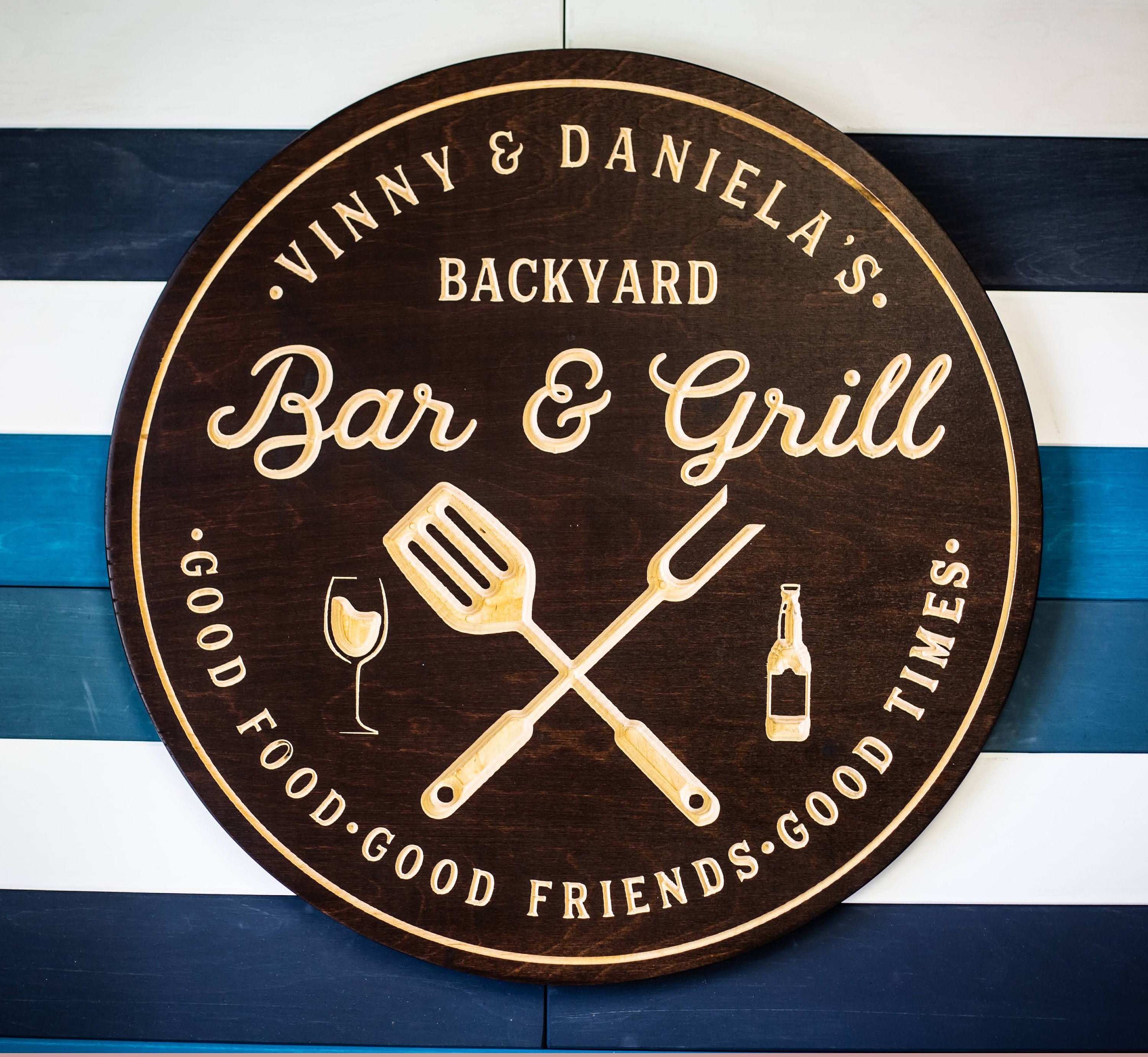 & Grill Sign Bar Signs BBQ Signs Personalized Bar Sign - Etsy