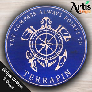The Compass Always Points to Terrapin Sign, Carved Signs, Grateful Dead Signs, Music Signs, Terrapin, Father&#39;s Day Gift, Housewarming Gift