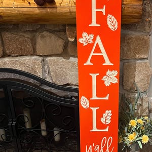 Happy Fall Y'all Sign: Carved Wood Porch Decor Bild 2