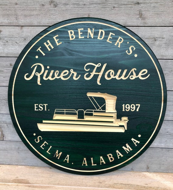 Personalized River House Sign Boat House Sign Lake House