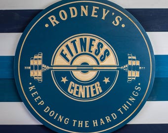 Personalized Home Gym Sign: Carved , Weight Lifting Decor