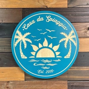 Palm Tree Sunset Sign, Personalized Sign, Carved Wood Signs, Beach Sign, Pool Sign, Custom Signs, Wedding Gift, Bar Signs, Housewarming Gift