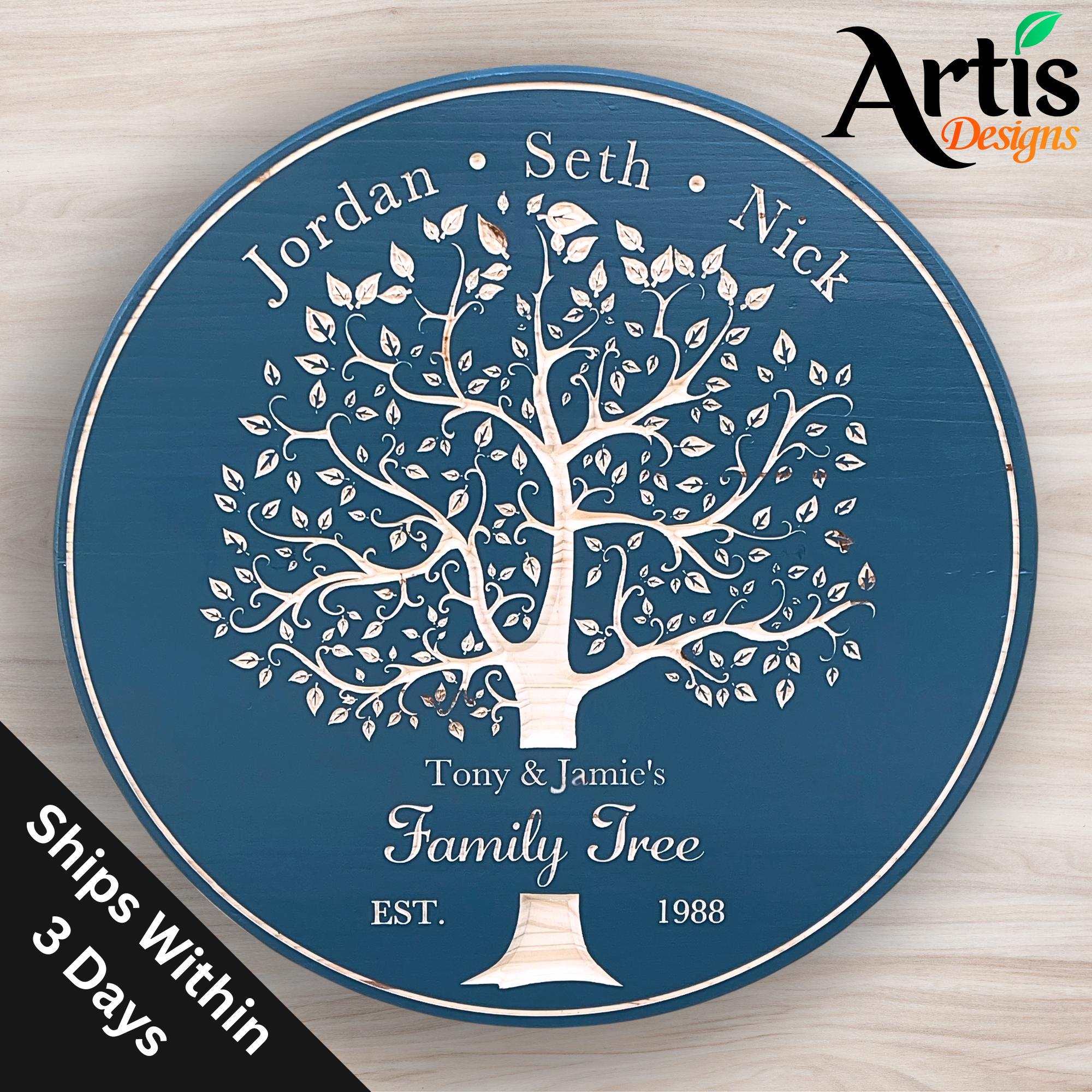 Personalized Family Tree Sign: Carved Wood or PVC, Custom Name Sign - Etsy