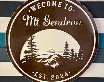 Personalized Carved Wood Cabin Sign: Mountain Pine Tree, Family Name