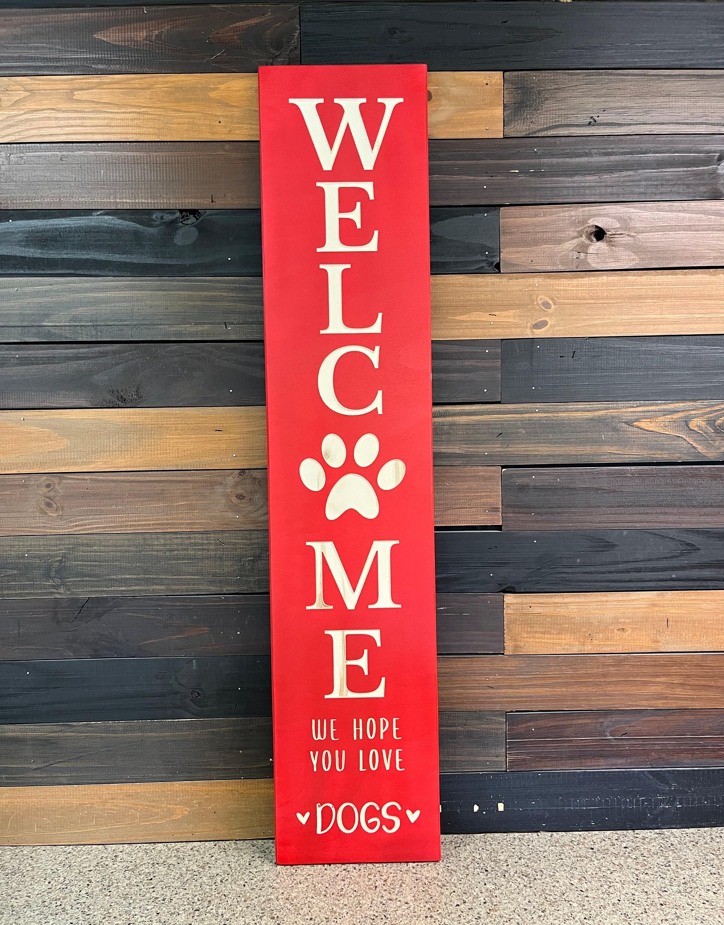 Welcome Dog Paw Porch Sign: Carved Wood, USA Made, - Etsy
