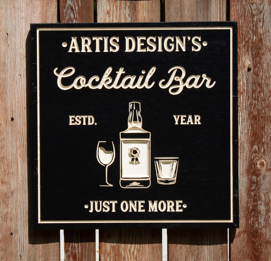 Cocktail Bar, Bar Signs, Personalized Bar Sign, Personalized Signs, Bar Decor, Man Cave, Custom