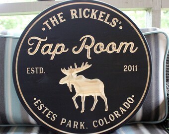 Personalized Moose Lodge Sign: Custom Cabin Decor, Family Name Sign