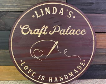 Personalized Craft Room Sign, Personalized Signs, Carved Signs, Embroidery Decor, Sewing Room Decor, Personalized Gift,,  Gift