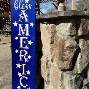 Carved God Bless America Porch Sign: Patriotic 4th of July Decor immagine 2