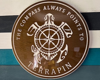 Outdoor Weatherproof PVC The Compass Always Points to Terrapin Sign, Grateful Dead Signs, Music Signs, Terrapin, Epoxy, Father's Day Gift