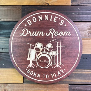 Music Sign, Drum Sign, Man Cave Sign, Personalized Music Sign, Boys Room Decor, Music Room Decor, Personalized Signs,, Gift image 3