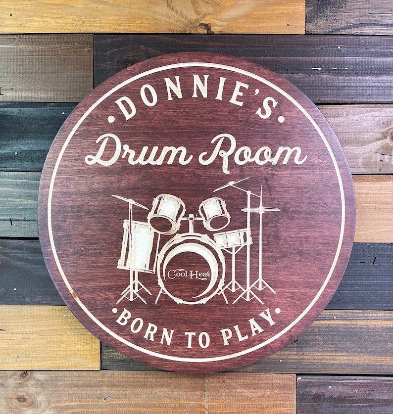 Music Sign, Drum Sign, Man Cave Sign, Personalized Music Sign, Boys Room Decor, Music Room Decor, Personalized Signs,, Gift image 3