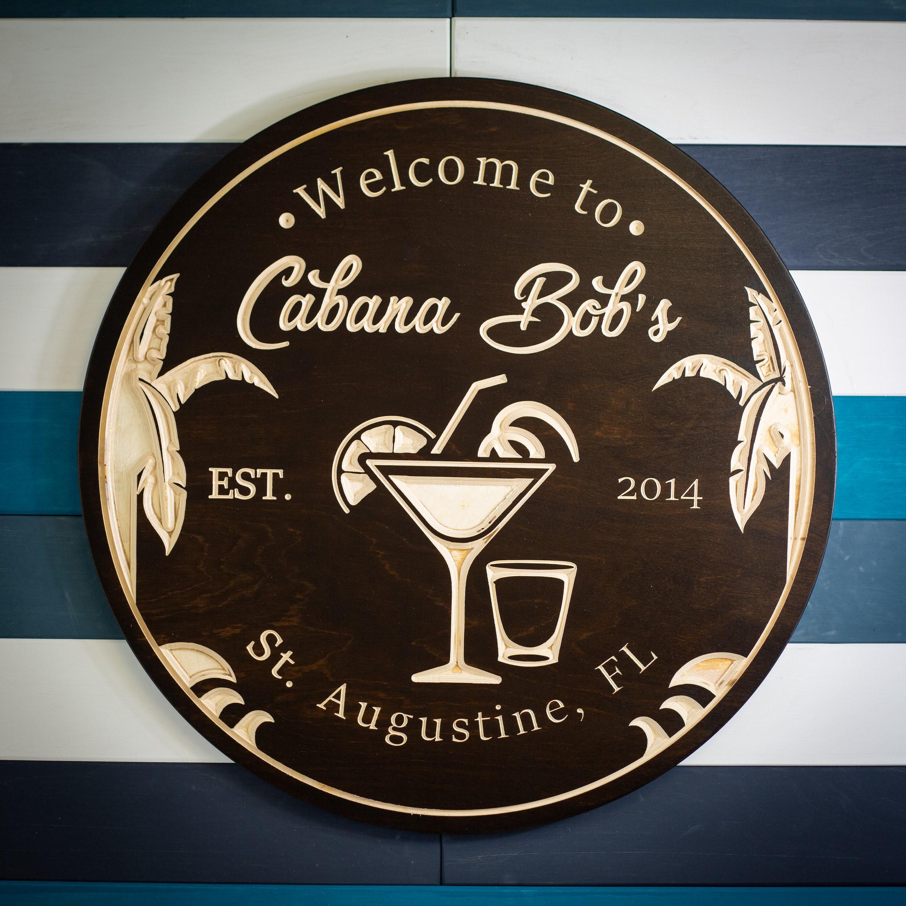 Personalized Carved Wood Bar Sign: Custom Tiki Decor