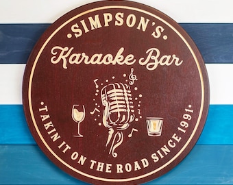 Music Sign, Karaoke Sign, Bar Sign, Personalized Sign, Microphone Signs, Mic Signs, Music Room Signs, Music Lover Gift,,  Gift