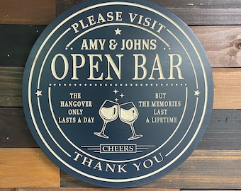 Custom Wine Bar Sign, Personalized Cheers Design, Wedding Gift
