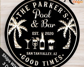 Custom Carved Wood Bar Sign: Personalized Tiki Decor
