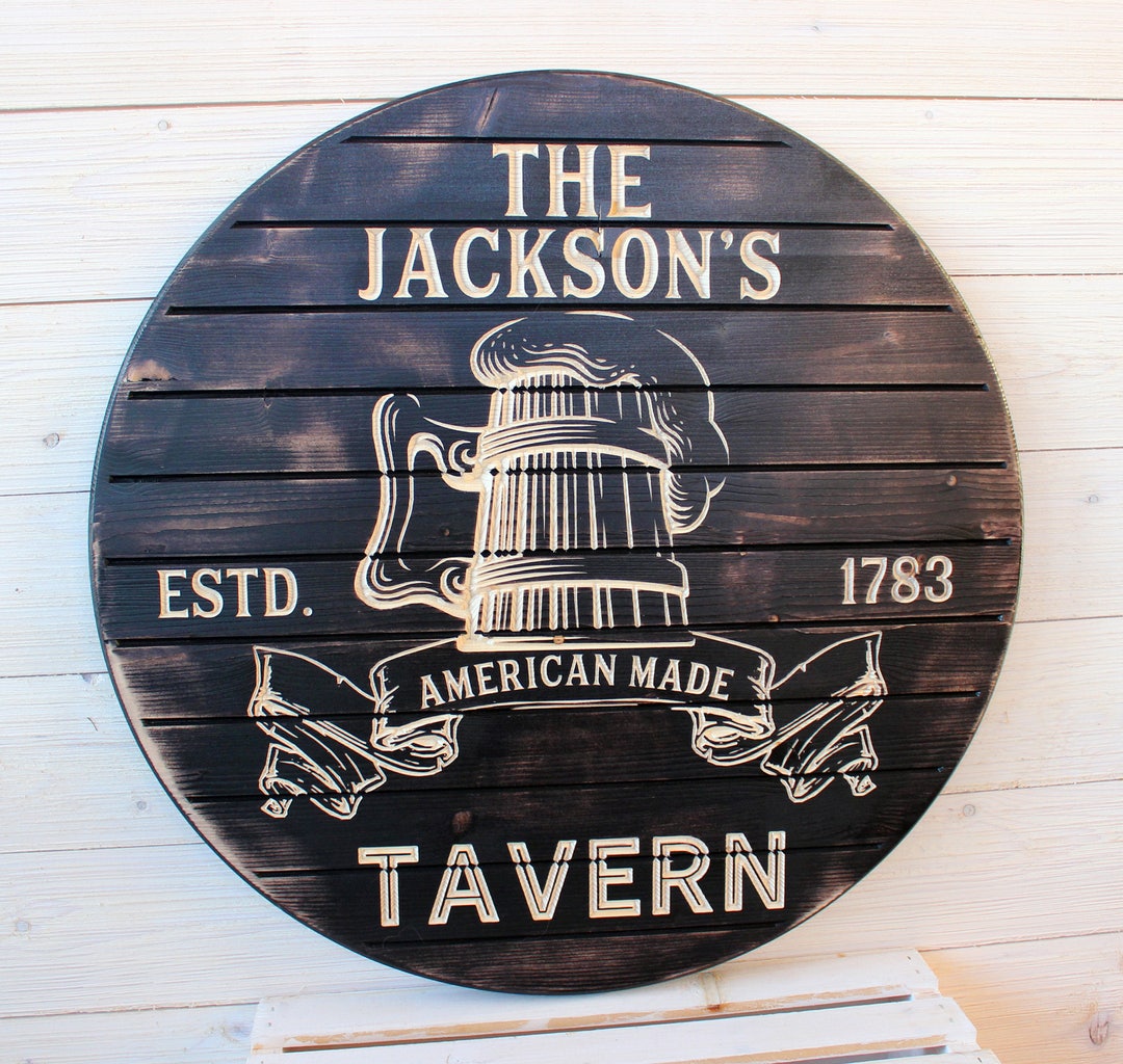 RUSTIC Beer Sign, Bar Sign, Barrel Look, Personalized Bar Signs, Rustic