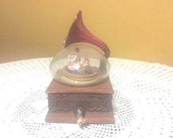 Vintage Antique Photograph with Animated Mice Figurines Music Box