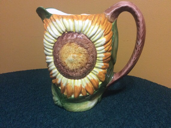 Belari Hand Painted in Italy 8” Tall Ceramic Floral Serving Pitcher