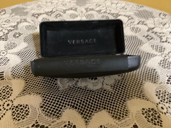 Vintage Versace Black Leather Sunglass Case With Cleaning 