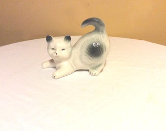 Vintage Hand Painted  Porcelain Cat Figurine
