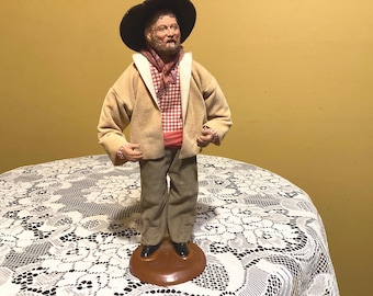 Santon French Country Old Man Terra Cotta signierte Figur Made In France