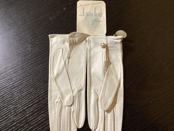 Vintage Lady Gay Washable Leather Gloves size 6 1… - image 7