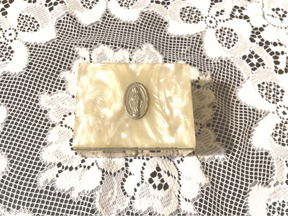 Vintage Madonna Footed Trinket Box