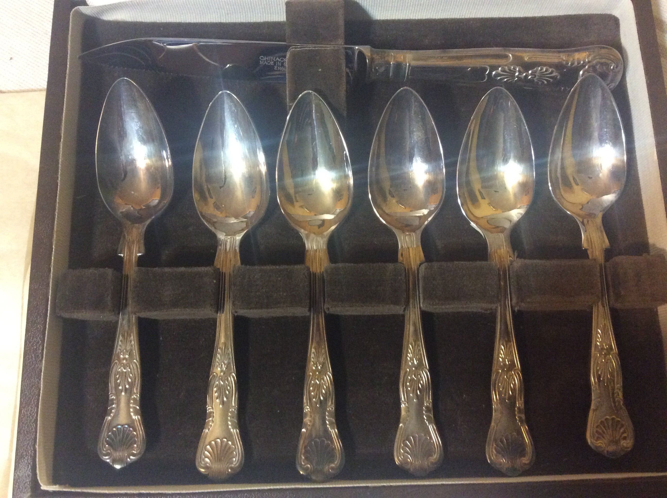 European Chinacraft of London 6 Silverplated Dessert Spoons of