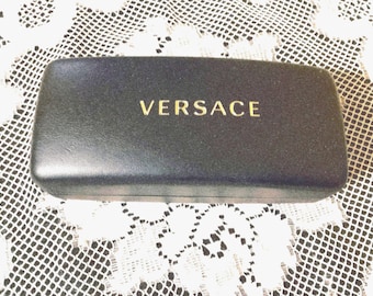 Versace Black Glasses Case with Cloth Vintage Versace Black Leather Sunglass Case With Cleaning  main image 2