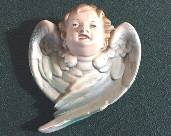 Victorian Cherub Angel Head Wall Plaque 8”