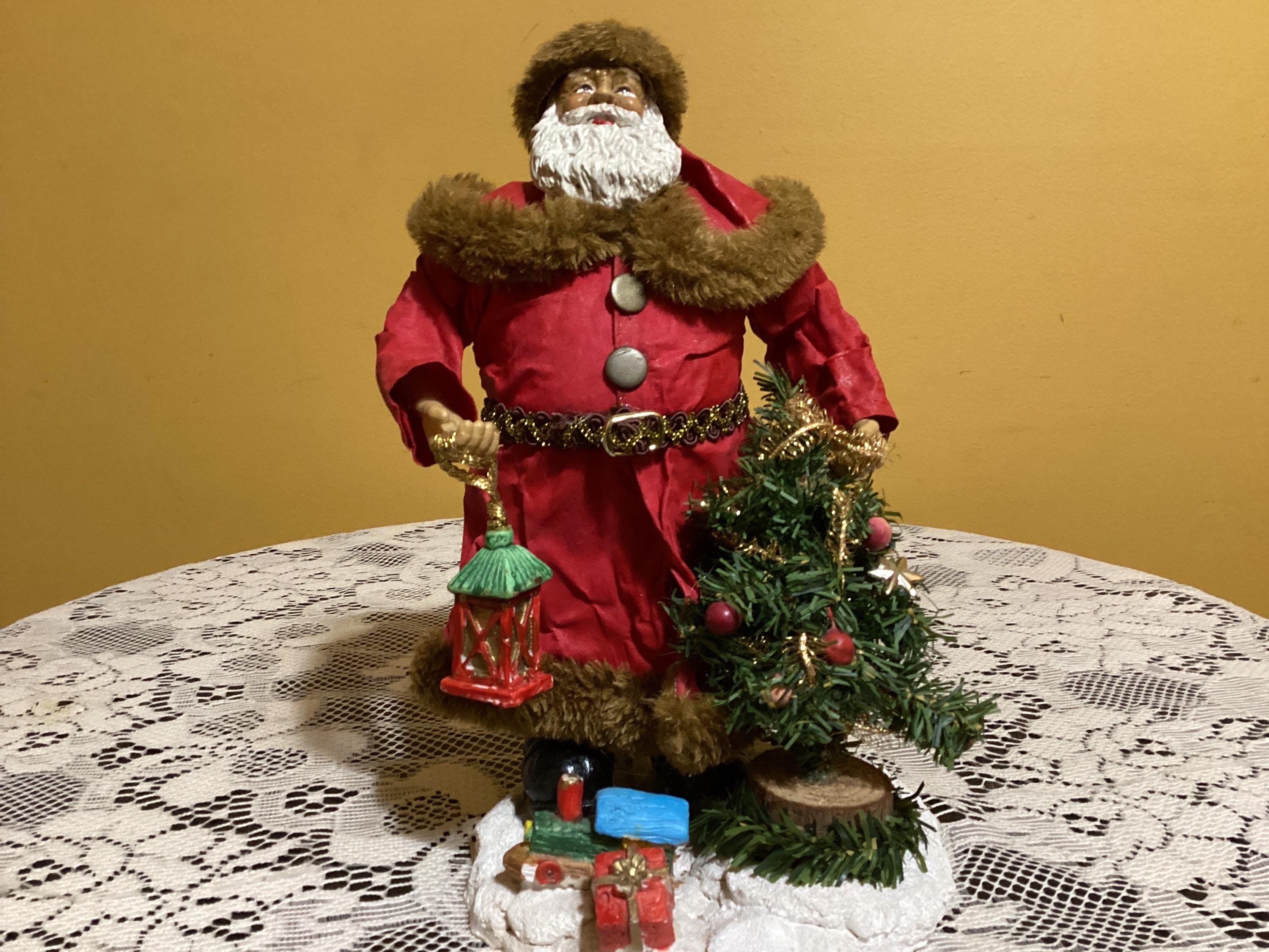 Old World Fabric Mache African American Santa Grandeur Noel 1990
