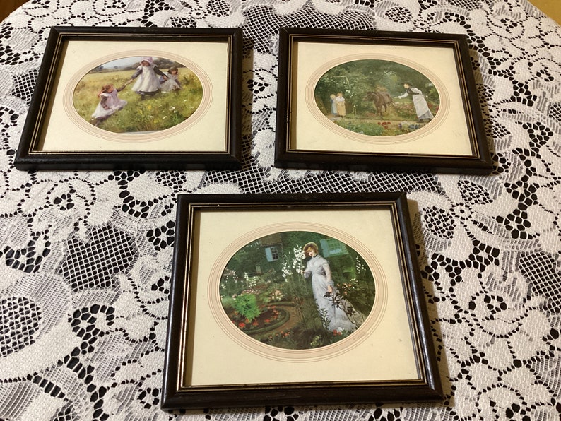 Lote de tres cuadros victorianos ingleses para colgar en la pared ...