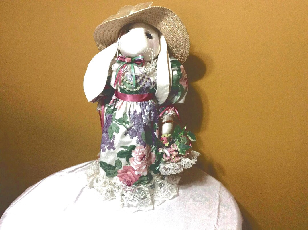 French Country Large Plush Fabric Stuffed Bunny Rabbit 23” - Etsy