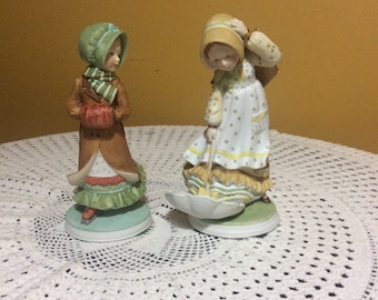 Two Vintage Holly Hobbie Porcelain Figurines