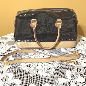 Bolso de mano vintage Arcadia de piel de charol fabricado en Italia