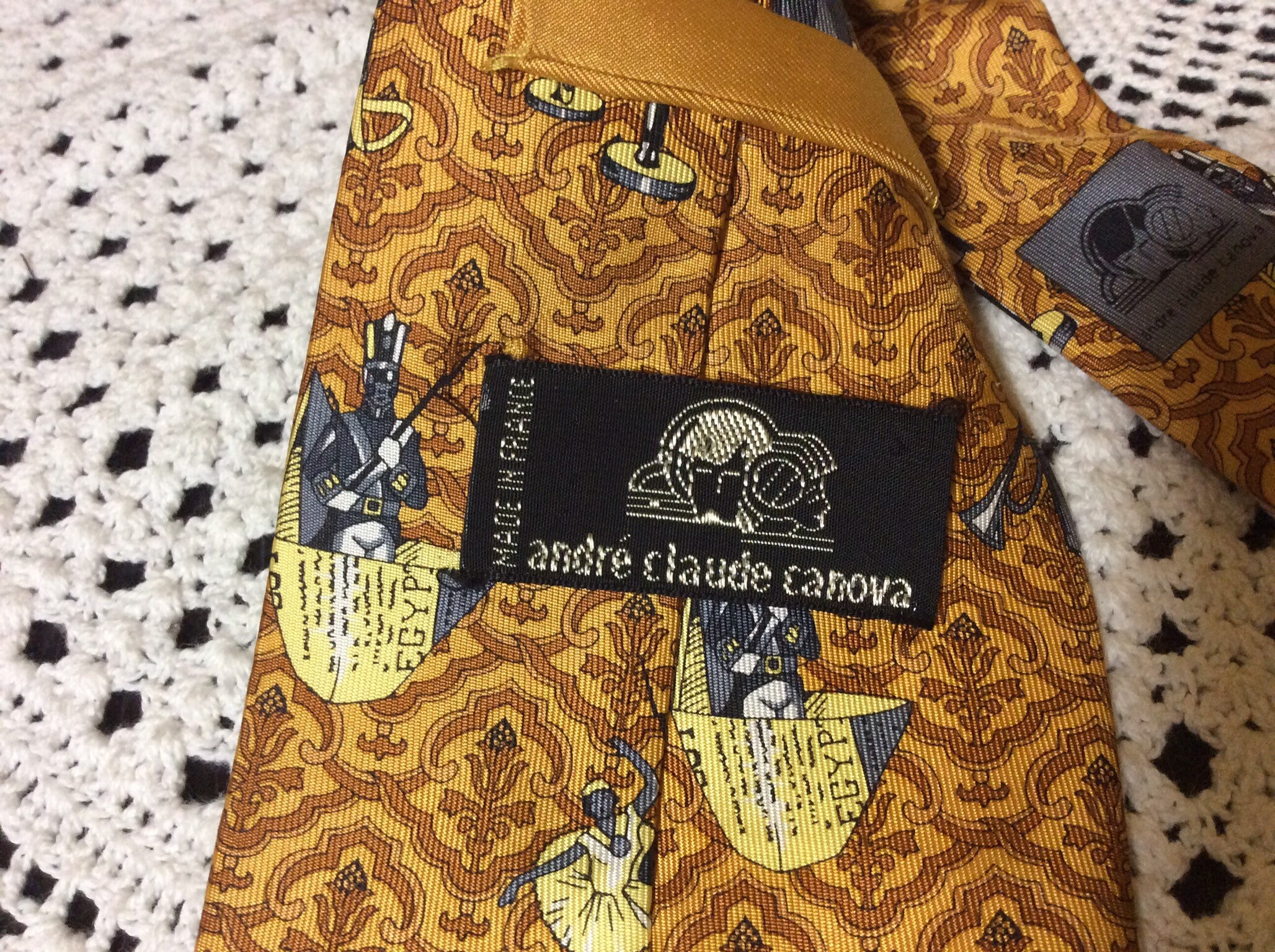 Cravate Vintage André Claude Canova En Soie Bleue - Pour Relais & Châteaux, Superbe état