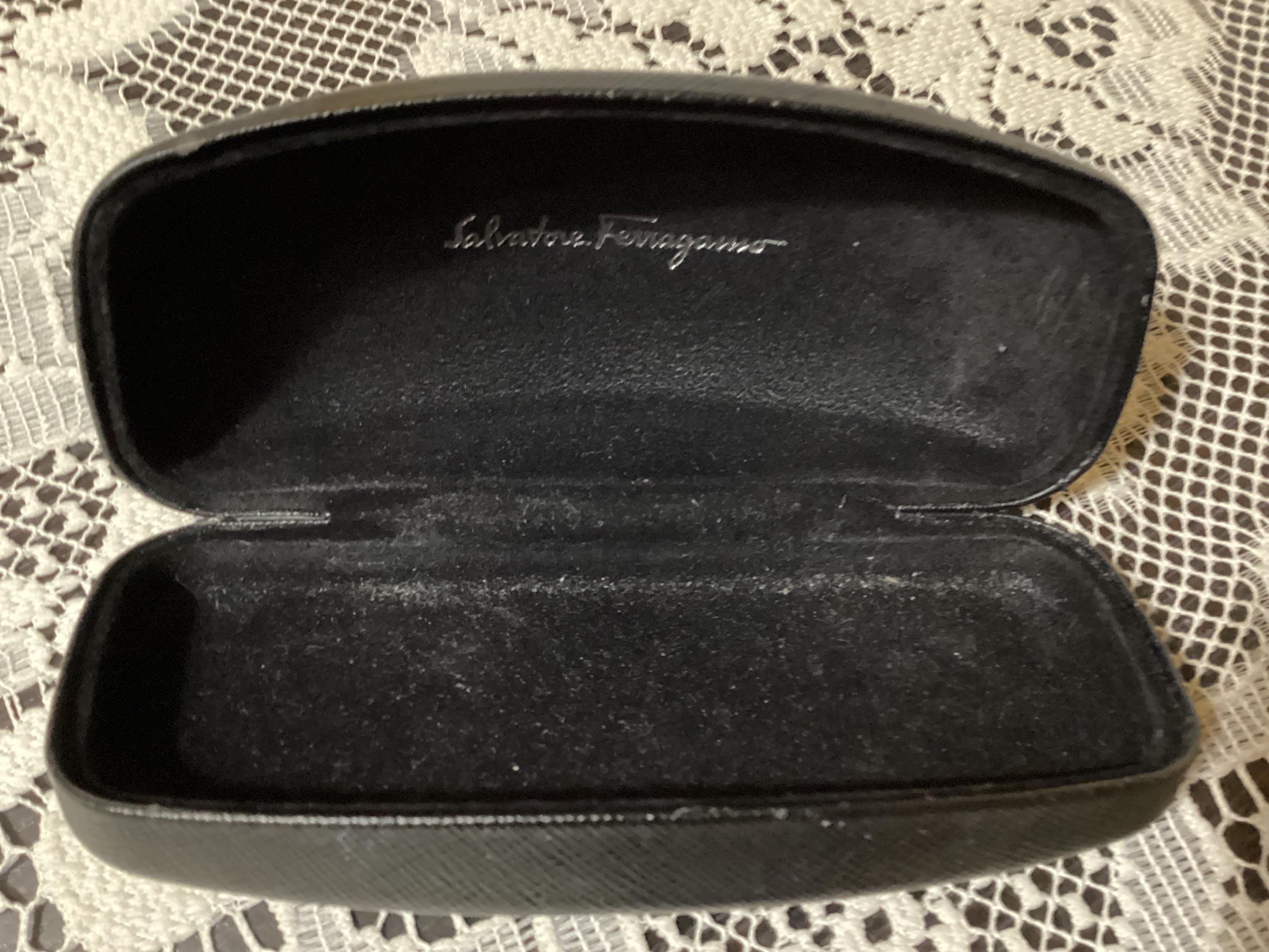 FERRAGAMO Black With Leather Whipstitch Limited Edition Sunglasses In Case Salvatore Ferragamo Eyeglass Cases & Storage for sale - eBay main image 3