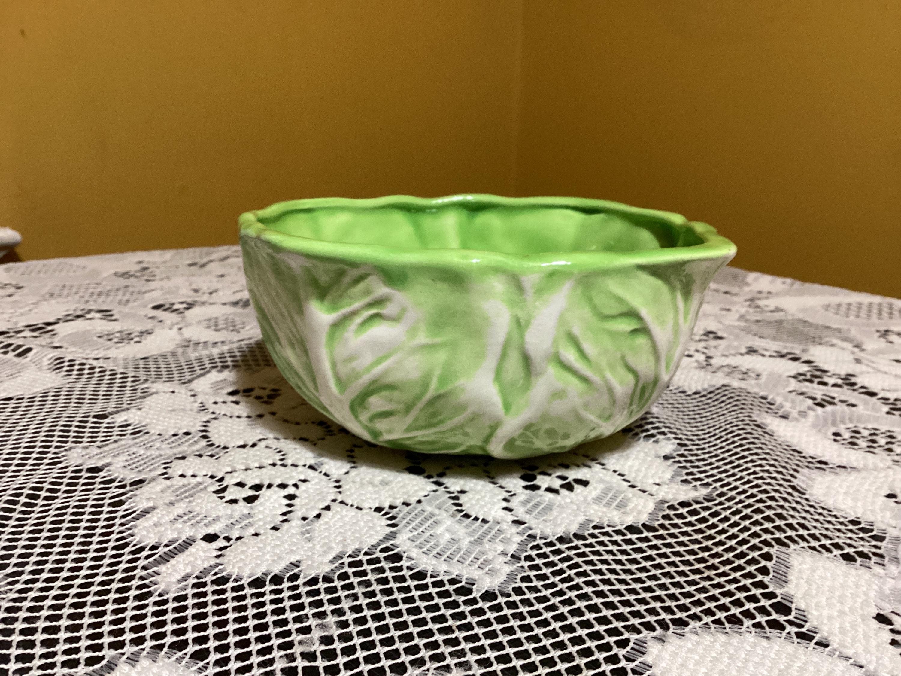 Country Green Cabbage Lettuce Ceramic Bowl 1977 - Etsy