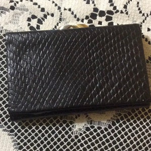 Cartera de cuero vintage plegable para dama con monedero, fabricada en Alemania Occidental
