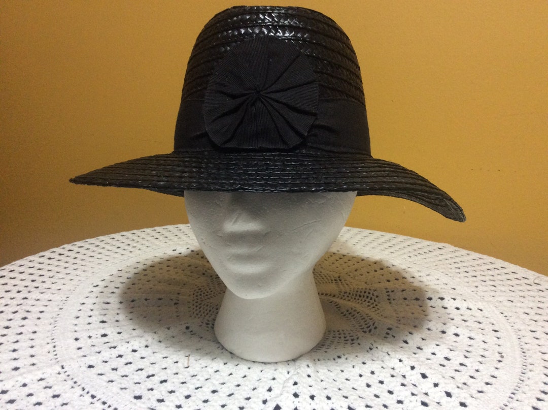 Betmar made in Italy vintage straw hat Betmar Straw Hat Made In Italy Stunning with Black Accents  main image 3