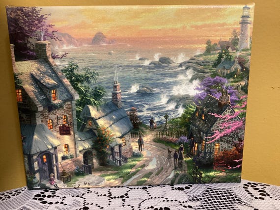 Thomas Kinkade Vintage Countryside Canvas Wall Hanging Art 8”x10