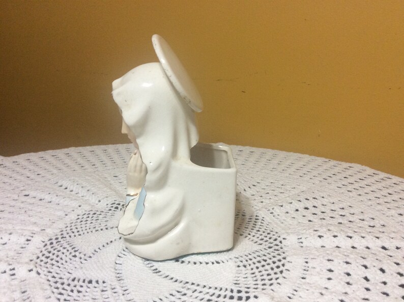 Vintage Madonna Blessed Virgin Mary Floral Container