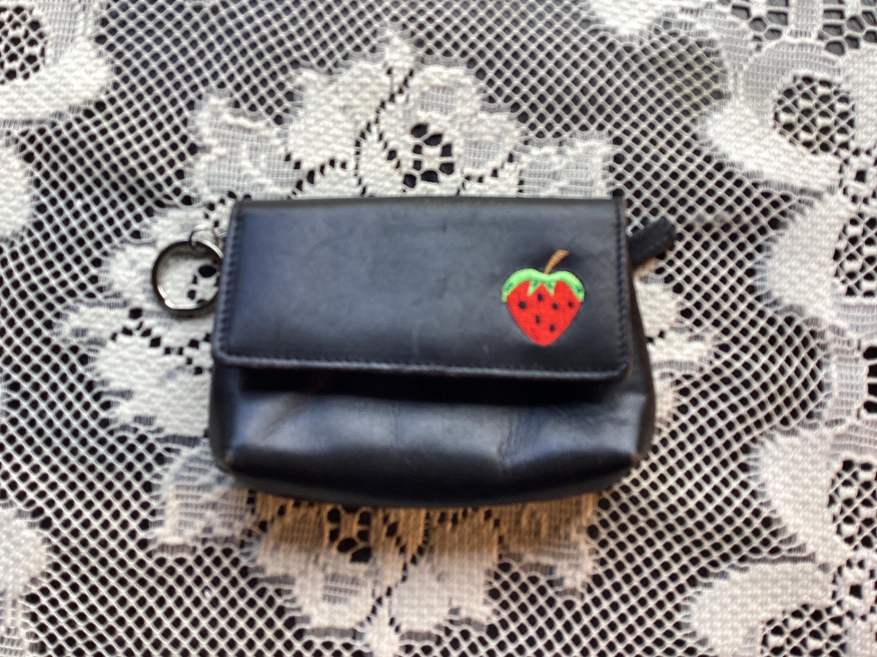 Vintage Fossil Strawberry Leather Mini Wallet With Key Chain - Etsy