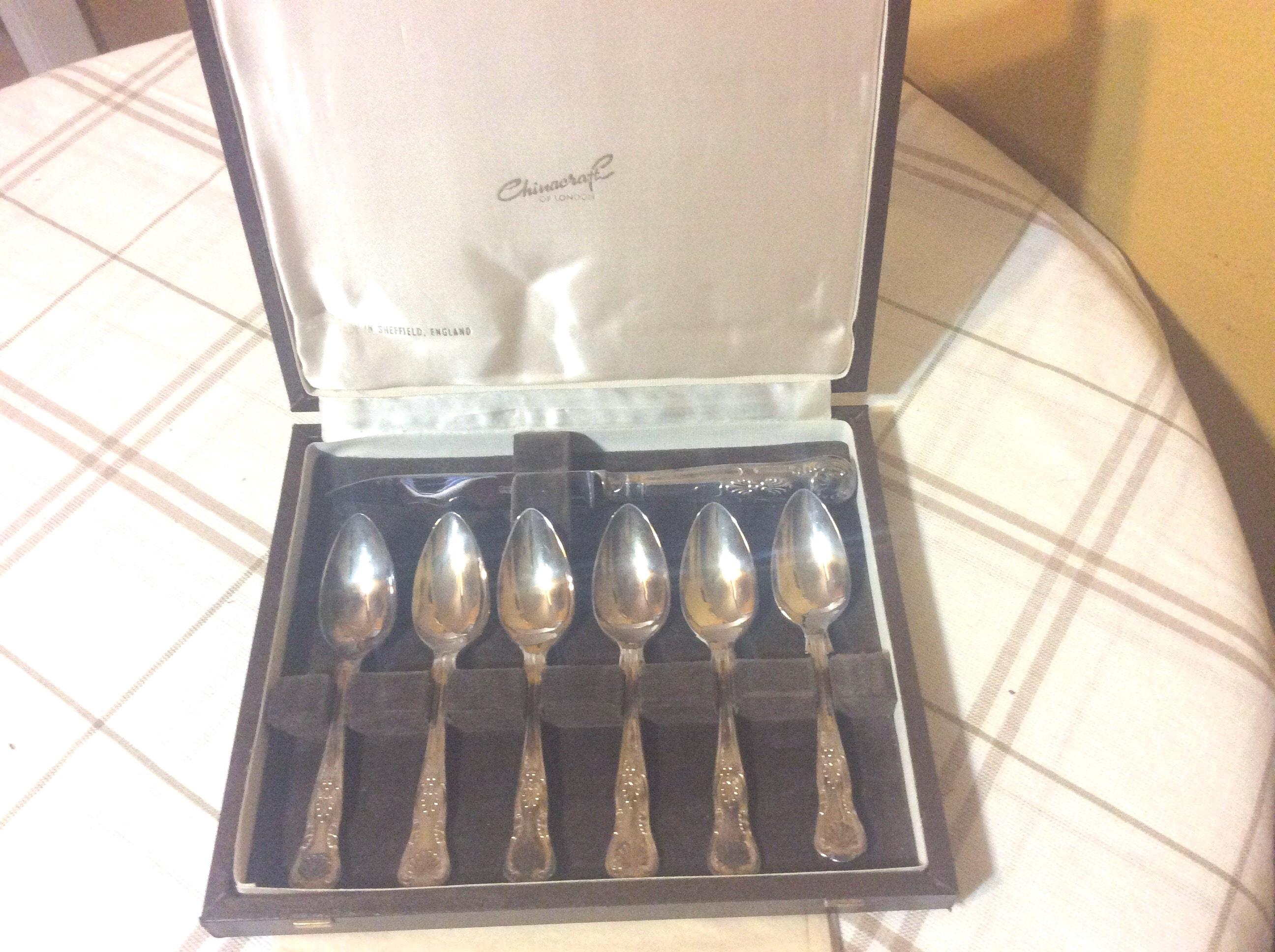 Chinacraft of London カフェスプーン　シルバープレイティッド European Chinacraft of London 6 Silverplated Dessert Spoons of