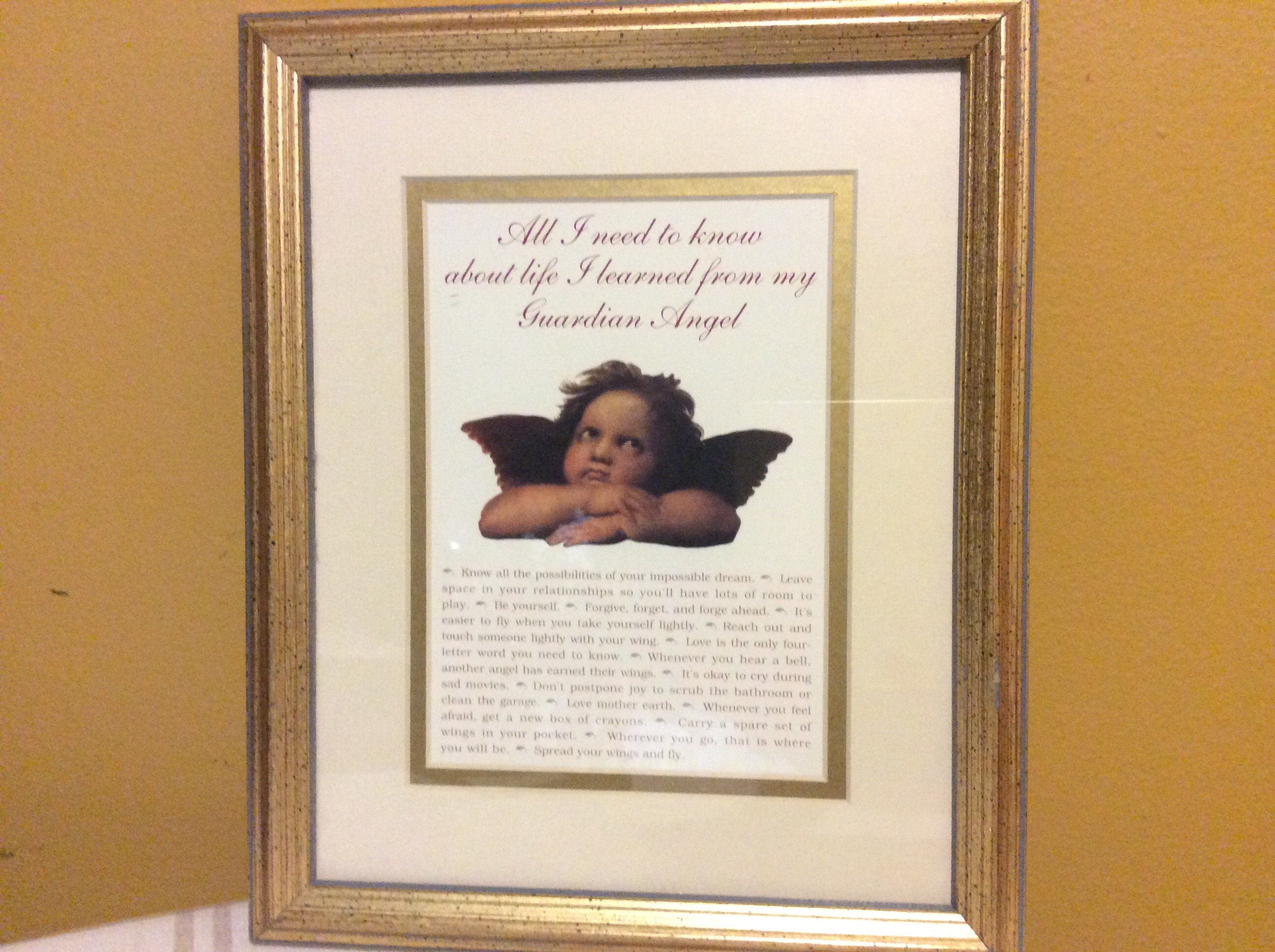 Antique Cupid Angel Cherub Child with Embossed Frame